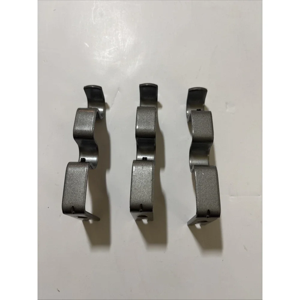 Double Curtain Rod Brackets 3 pc Gun Metal Gray Heavy Duty Plus Hardware New